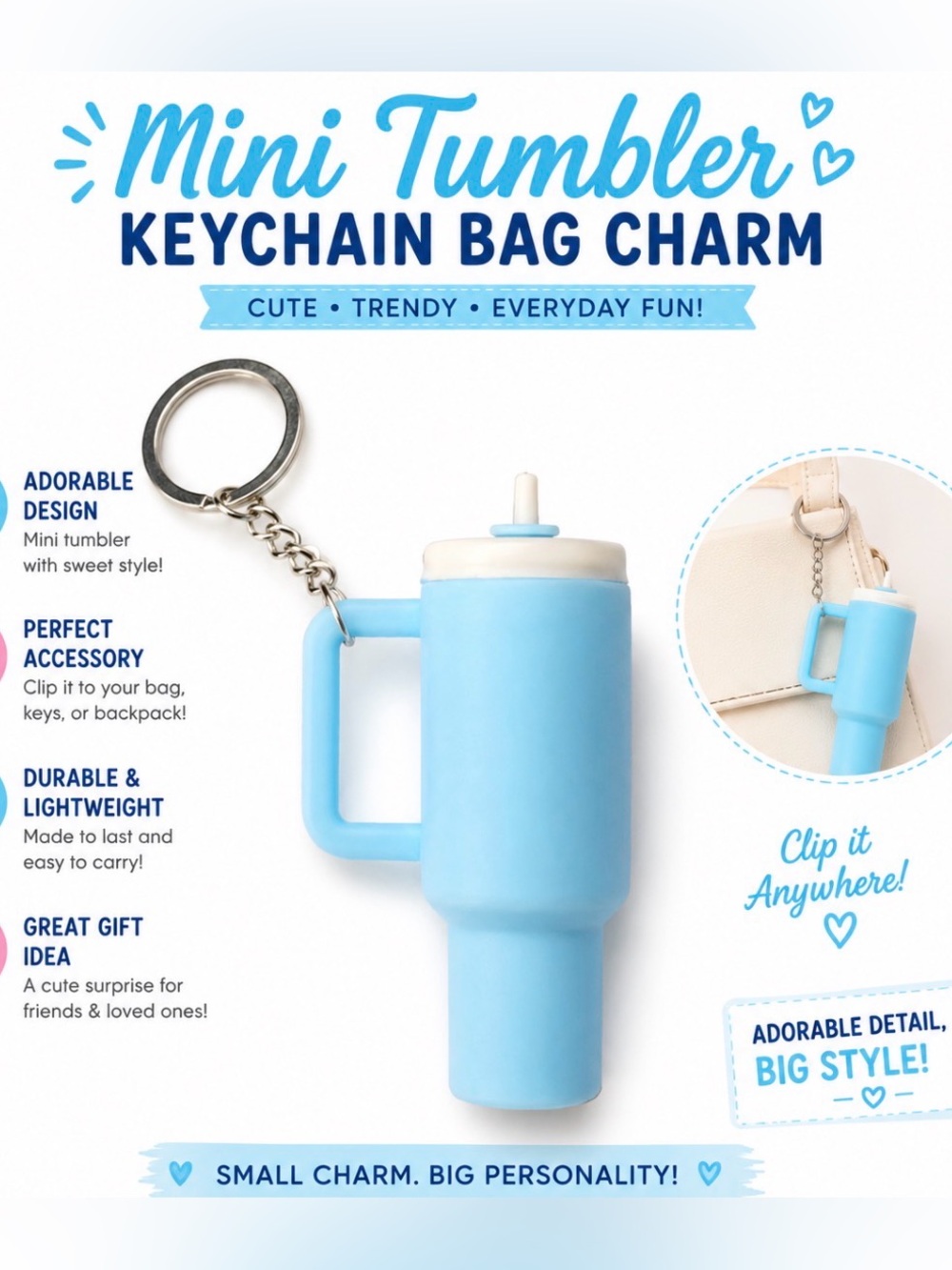 MINI TUMBLER KEYCHAIN BAG CHARM